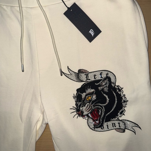 Left Point Rhinestone Panther Embroidery Sweatpants - Picture 2 of 3
